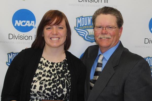 Junior Katie Edwards, shown with head coach Tim Edwards, was named to the All-Association of Division III Independents First Team this season.